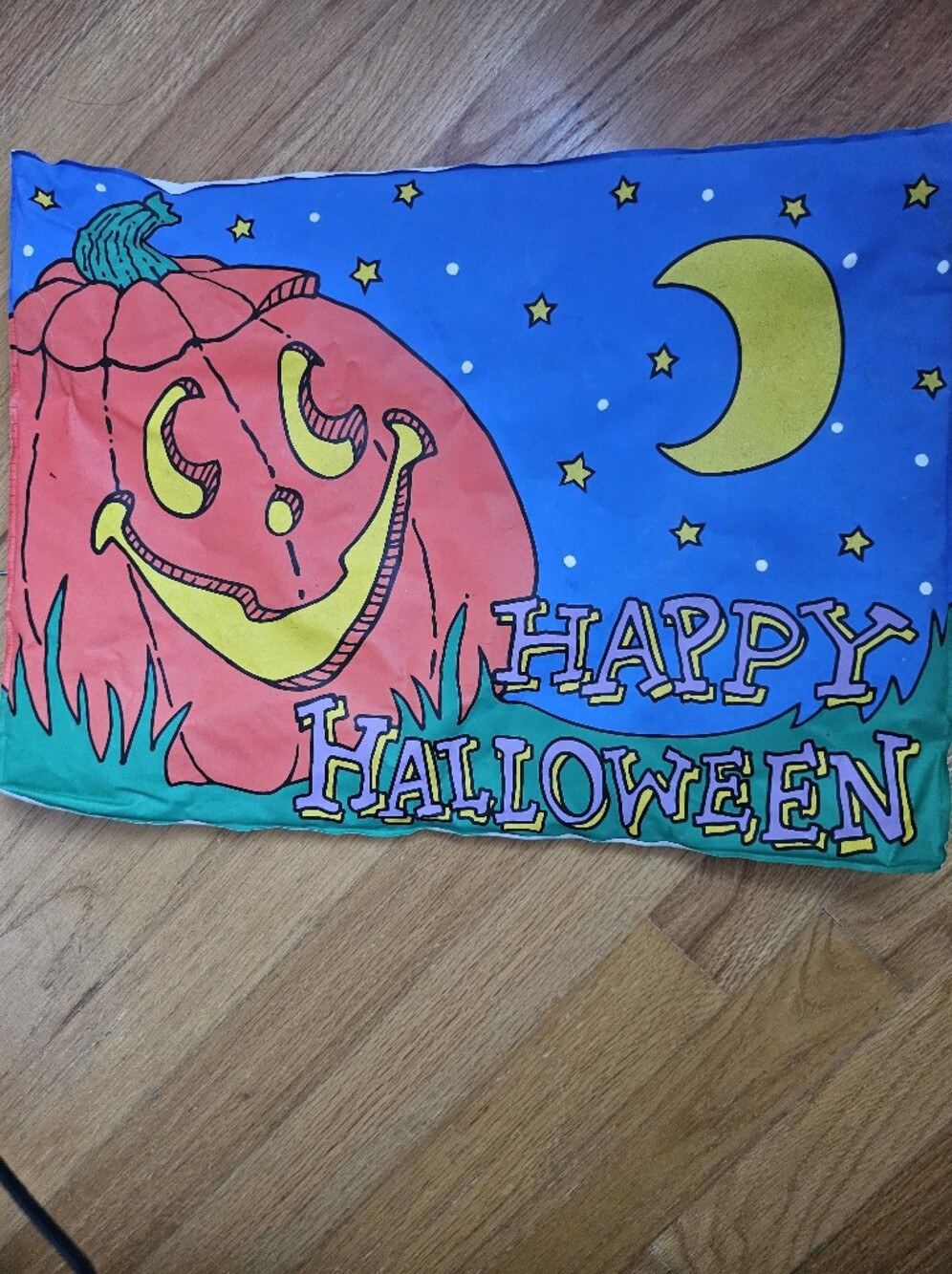 Happy Halloween Mat With Orange Pumpkin -step On Matt -see Video